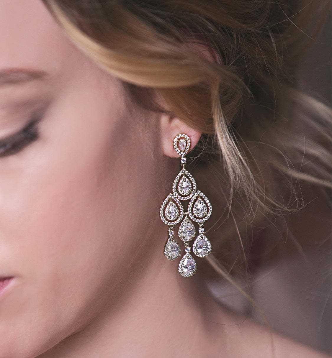 Teardrop Chandelier 18K White Gold Earrings | Mix Mix Style [Hot Seller]-Mix MIx Style