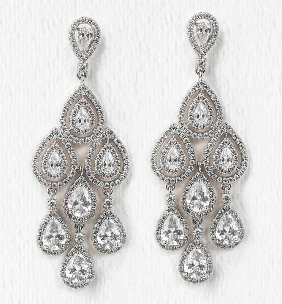 Teardrop Chandelier 18K White Gold Earrings | Mix Mix Style [Hot Seller]-Mix MIx Style