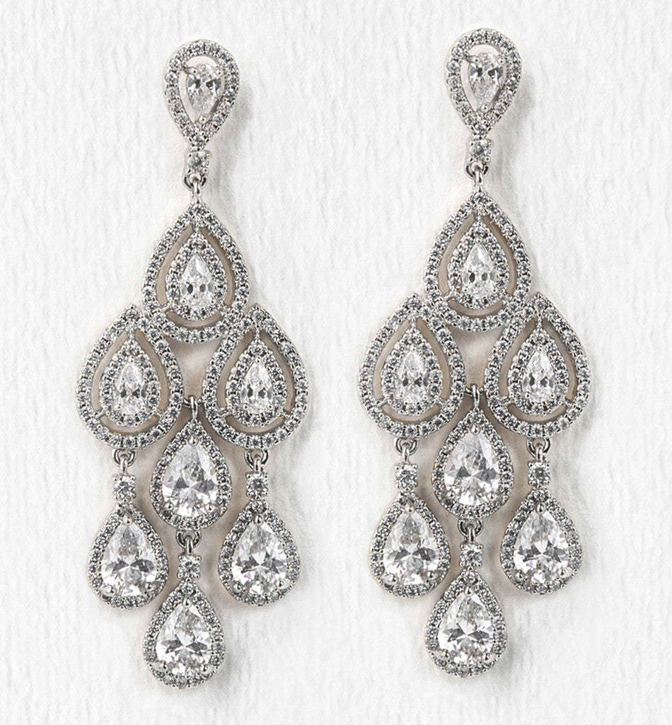 Teardrop Chandelier 18K White Gold Earrings | Mix Mix Style [Hot Seller]-Mix MIx Style