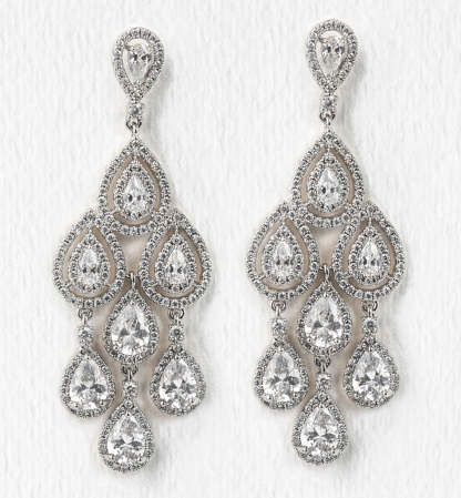 Teardrop Chandelier 18K White Gold Earrings | Mix Mix Style [Hot Seller]-Mix MIx Style