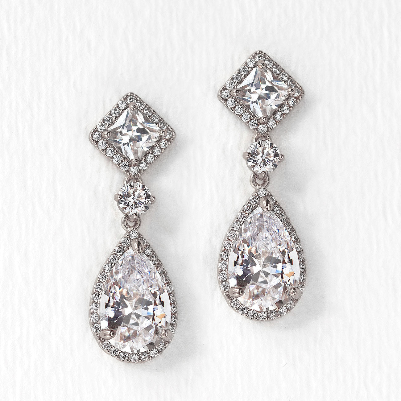 Princess Cut Moissanite 18K White Gold Earrings | Mix Mix Style [Hot Seller]-Mix MIx Style
