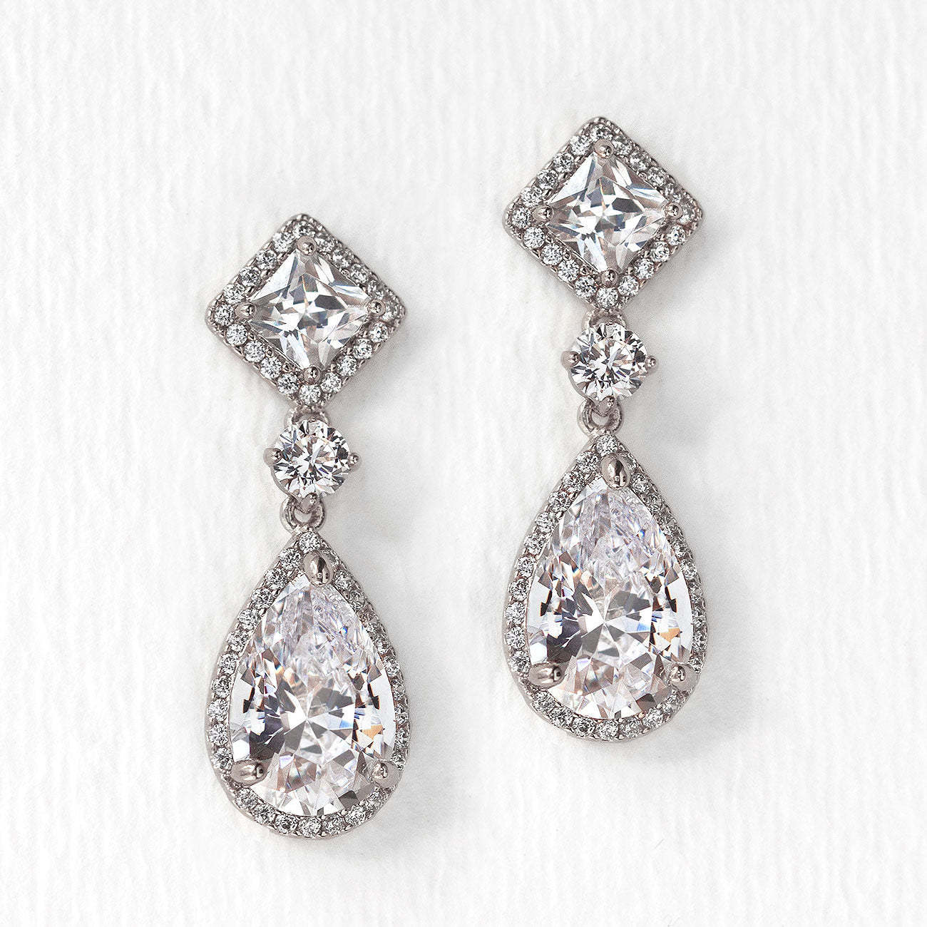 Princess Cut Moissanite 18K White Gold Earrings | Mix Mix Style [Hot Seller]-Mix MIx Style