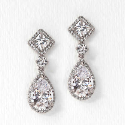 Princess Cut Moissanite 18K White Gold Earrings | Mix Mix Style [Hot Seller]-Mix MIx Style