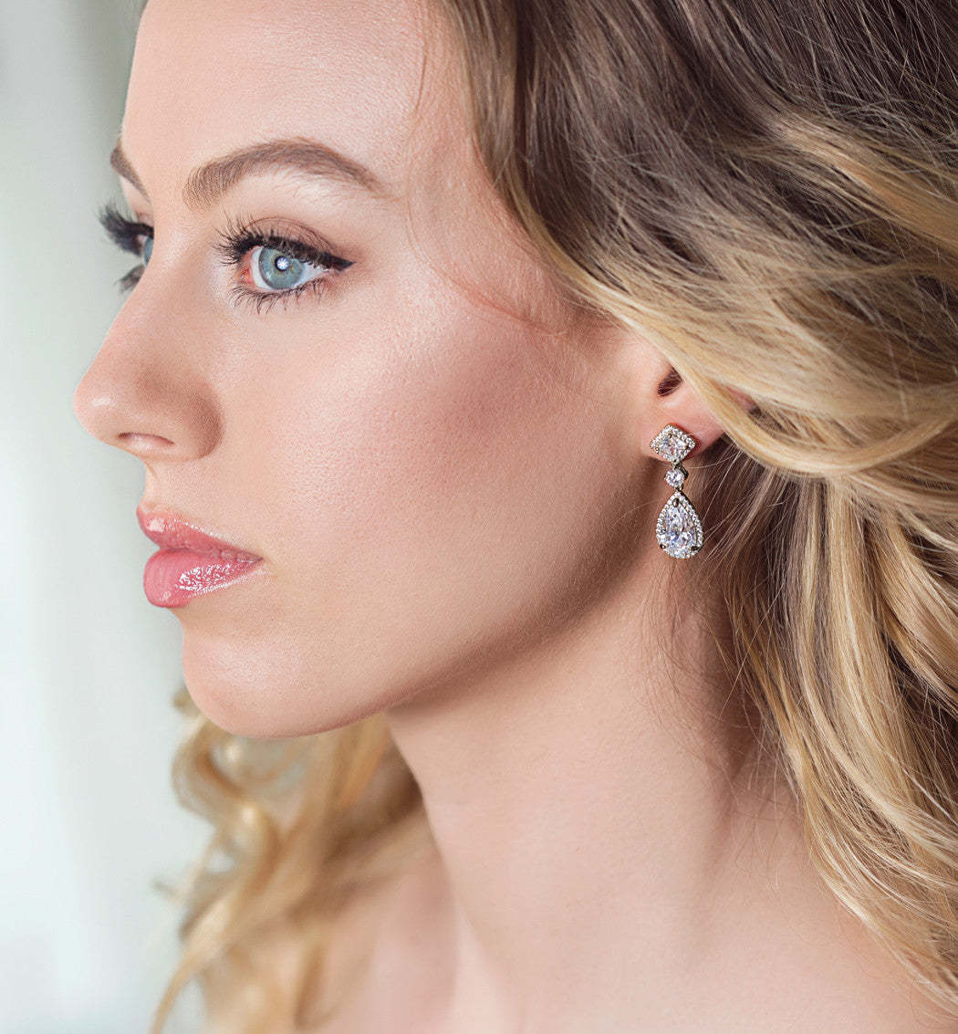 Princess Cut Moissanite 18K White Gold Earrings | Mix Mix Style [Hot Seller]-Mix MIx Style