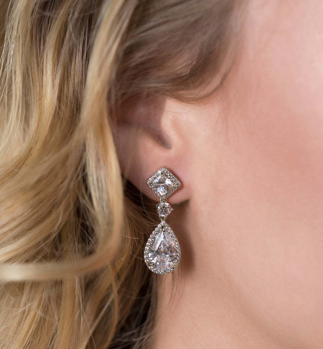 Princess Cut Moissanite 18K White Gold Earrings | Mix Mix Style [Hot Seller]-Mix MIx Style