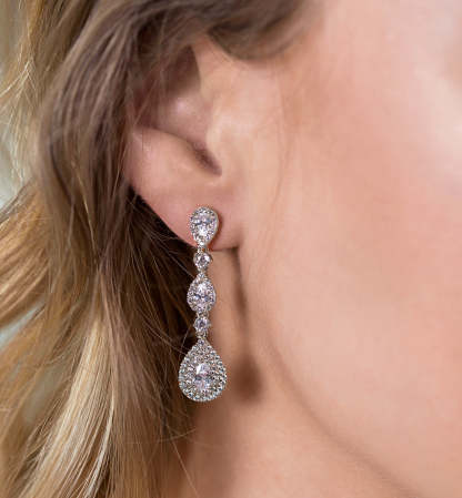 Linear Teardrop Moissanite 18K White Gold Earring | Mix Mix Style [Hot Seller]-Mix MIx Style