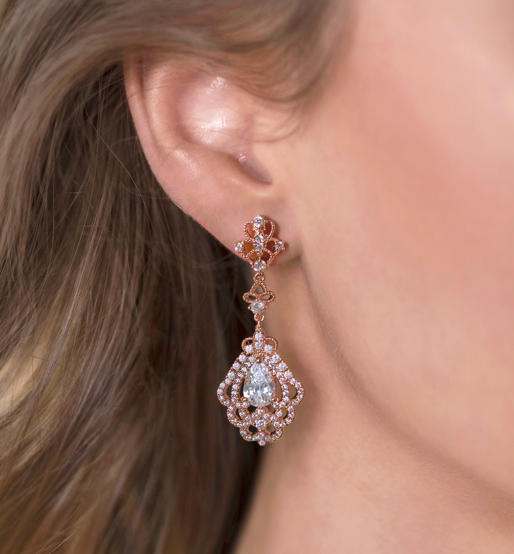 Deco Vintage Drop 18K White Gold  Earrings | Mix Mix Style [Hot Seller]-Mix MIx Style