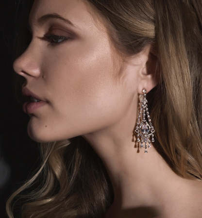Deco Chandelier 18K White Gold Earrings | Mix Mix Style [Hot Seller]-Mix MIx Style