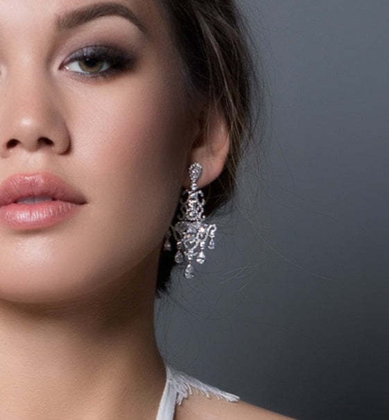 Cascading Chandelier 18K White Gold Earrings | Mix Mix Style [Hot Seller]-Mix MIx Style