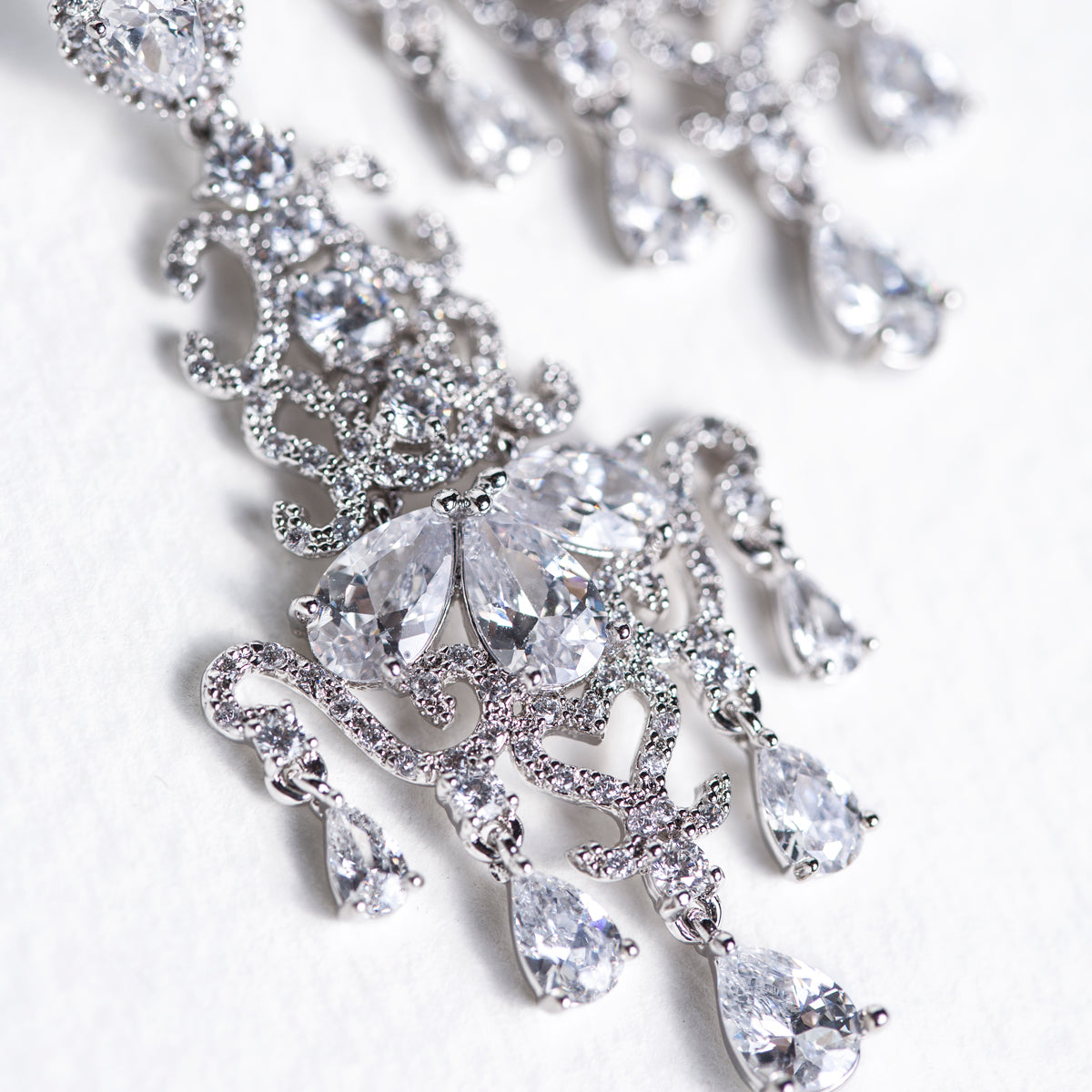 Cascading Chandelier 18K White Gold Earrings | Mix Mix Style [Hot Seller]-Mix MIx Style