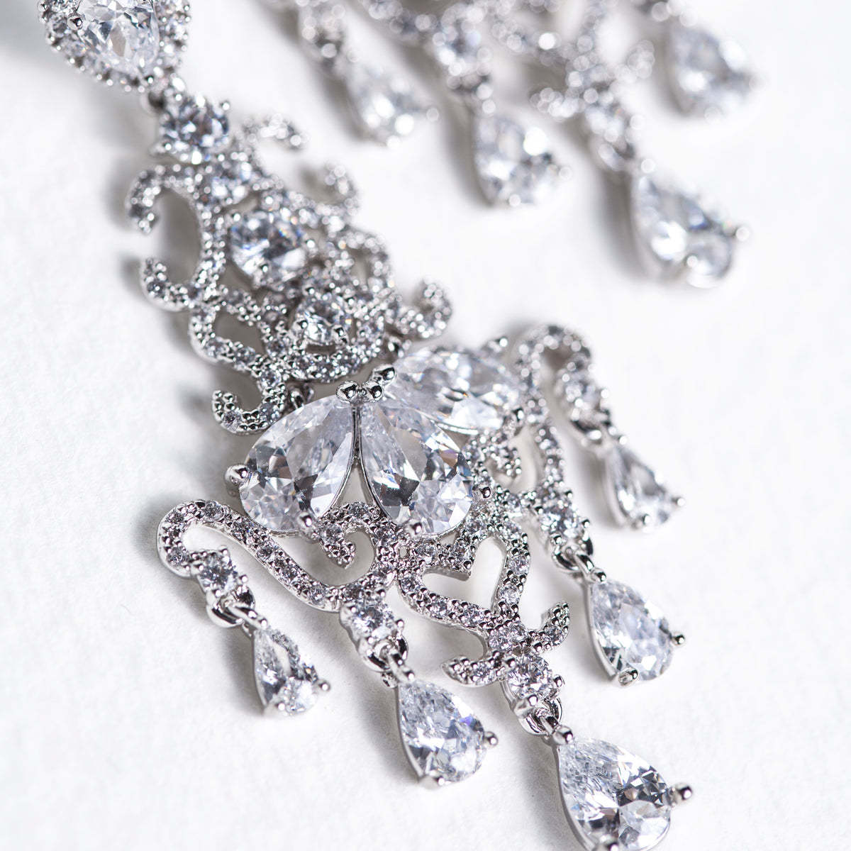 Cascading Chandelier 18K White Gold Earrings | Mix Mix Style [Hot Seller]-Mix MIx Style