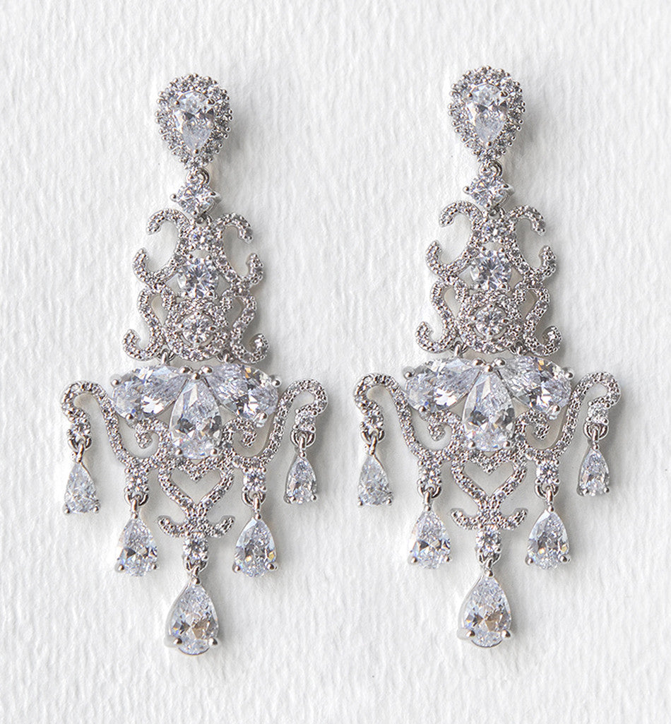 Cascading Chandelier 18K White Gold Earrings | Mix Mix Style [Hot Seller]-Mix MIx Style