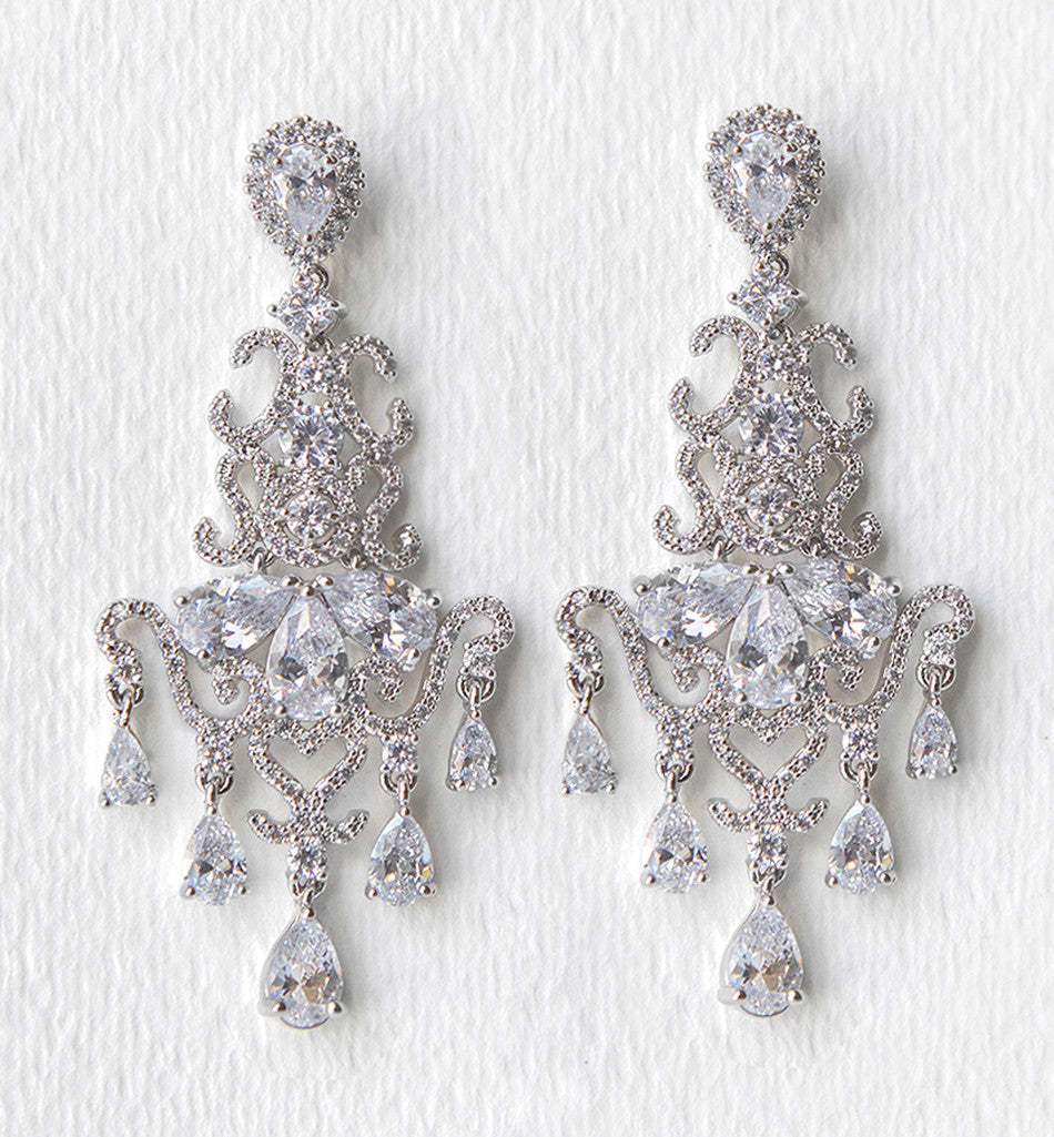 Cascading Chandelier 18K White Gold Earrings | Mix Mix Style [Hot Seller]-Mix MIx Style