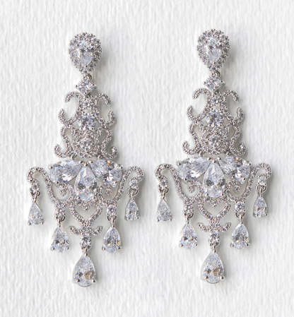 Cascading Chandelier 18K White Gold Earrings | Mix Mix Style [Hot Seller]-Mix MIx Style