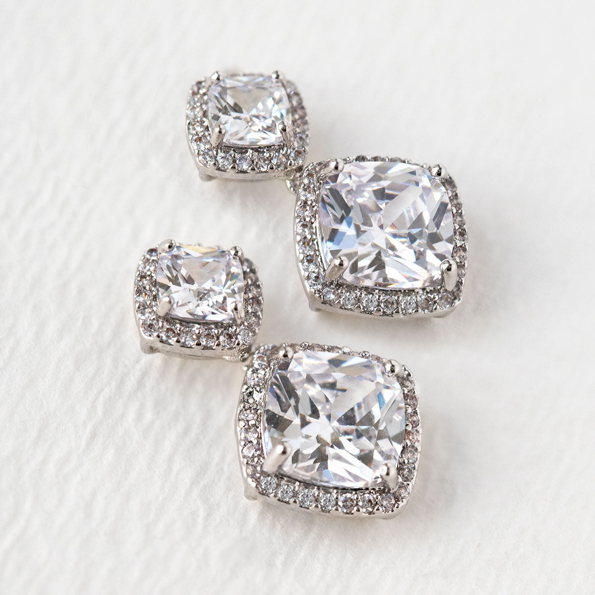 Cushion Drop 18K White Gold Earrings | Mix Mix Style [Hot Seller]-Mix MIx Style