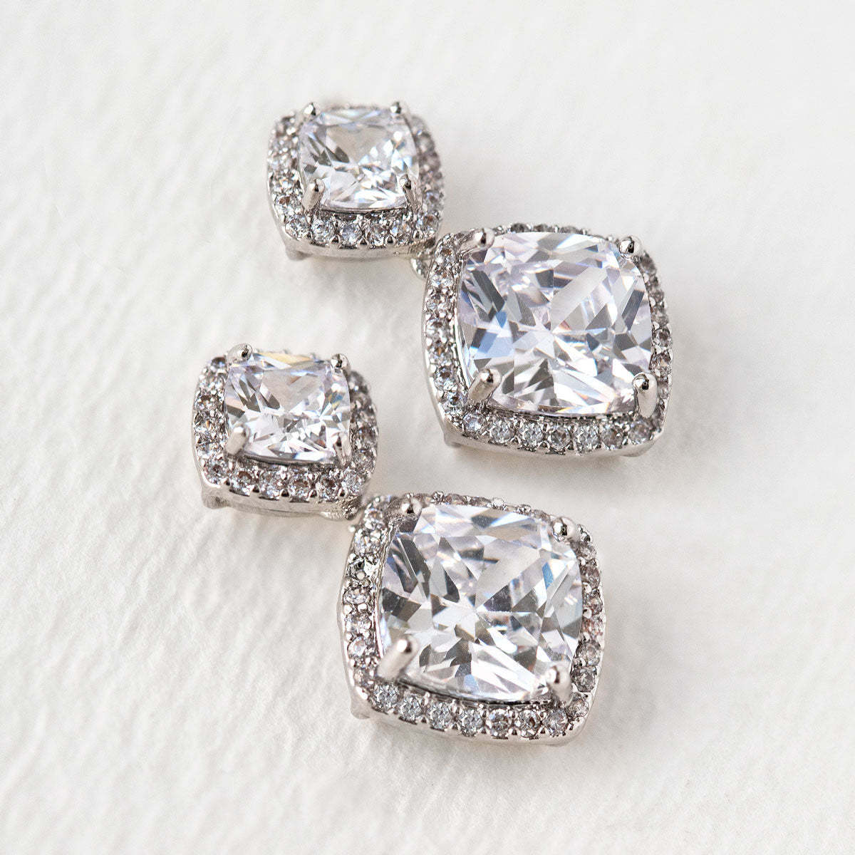 Cushion Drop 18K White Gold Earrings | Mix Mix Style [Hot Seller]-Mix MIx Style