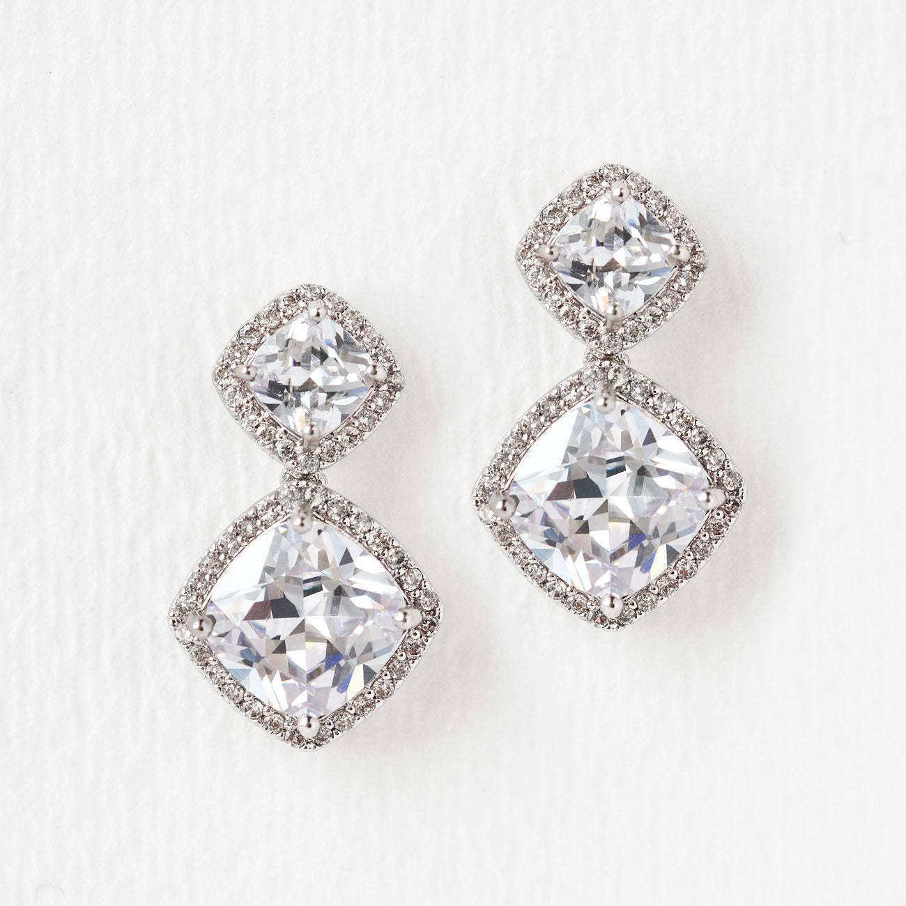 Cushion Drop 18K White Gold Earrings | Mix Mix Style [Hot Seller]-Mix MIx Style