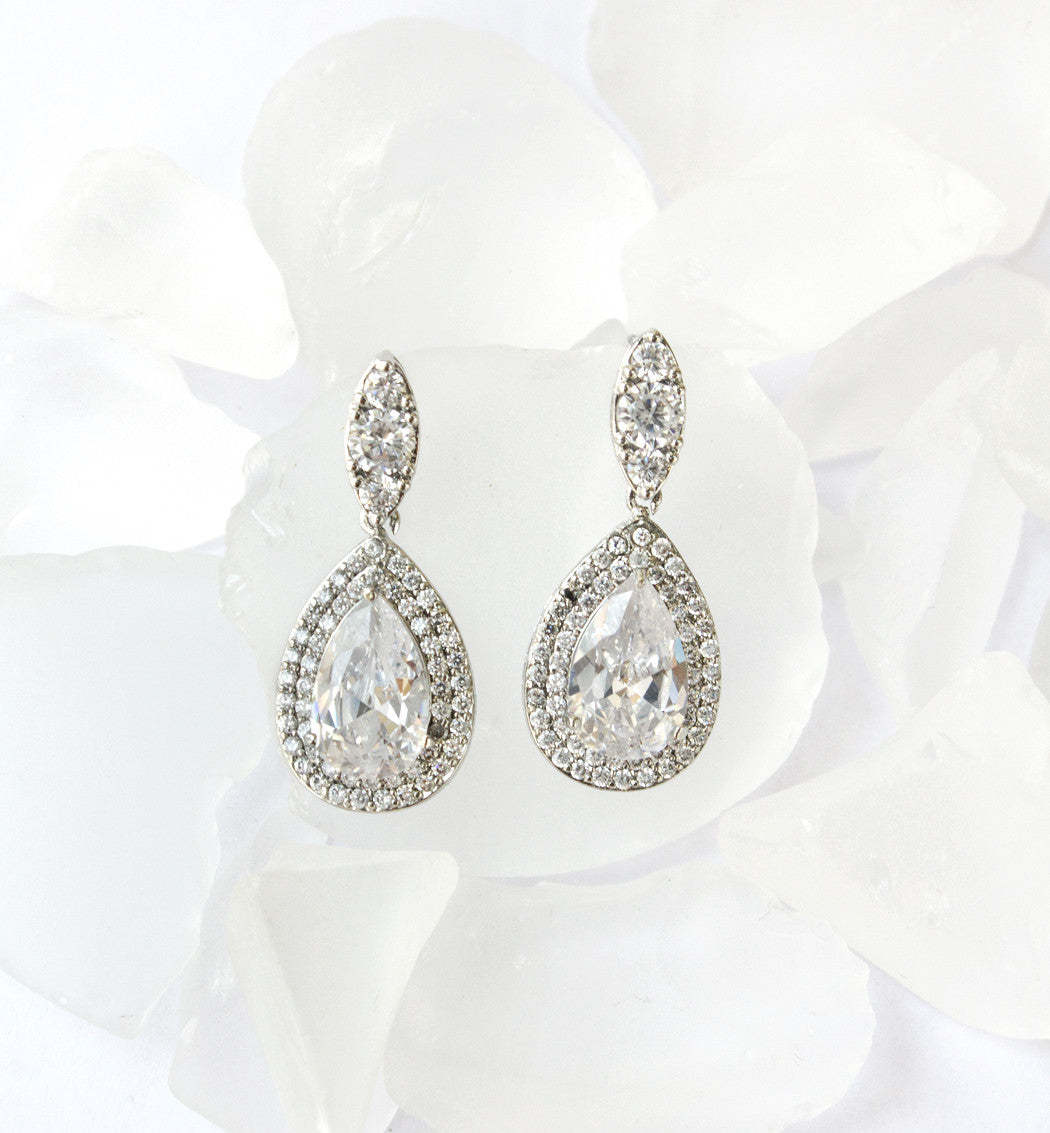 Lux Teardrop moissanite 18K White Gold Earrings | Mix Mix Style [Hot Seller]-Mix MIx Style