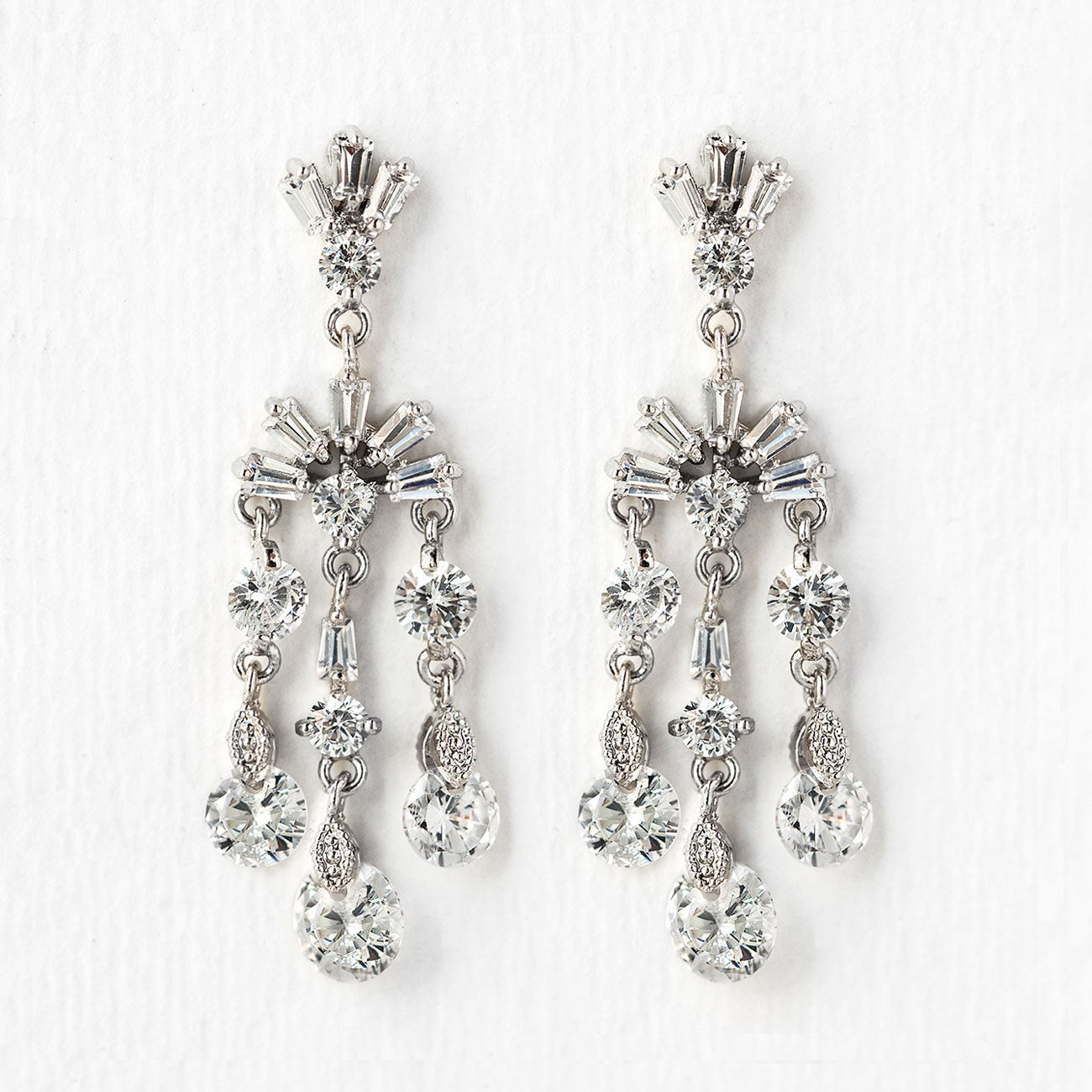 Deco Dainty 18K White Gold Drop Earrings | Mix Mix Style [Hot Seller]-Mix MIx Style