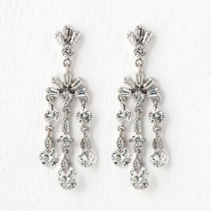 Deco Dainty 18K White Gold Drop Earrings | Mix Mix Style [Hot Seller]-Mix MIx Style