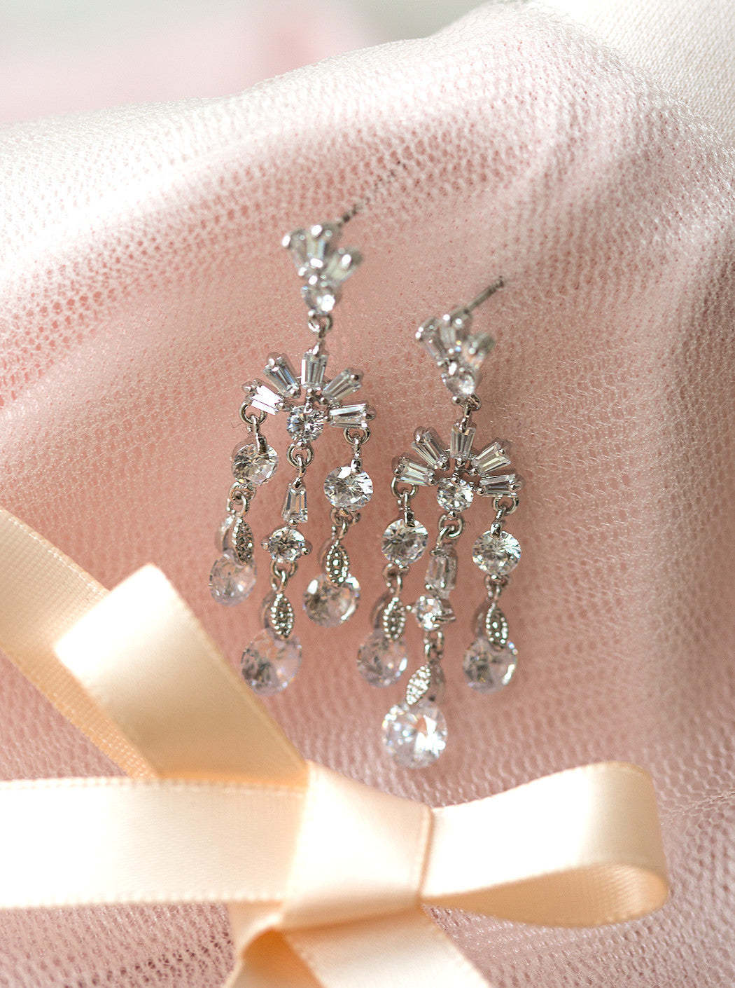 Deco Dainty 18K White Gold Drop Earrings | Mix Mix Style [Hot Seller]-Mix MIx Style