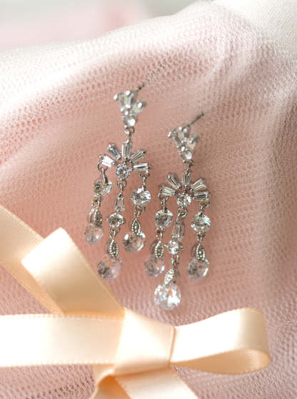 Deco Dainty 18K White Gold Drop Earrings | Mix Mix Style [Hot Seller]-Mix MIx Style