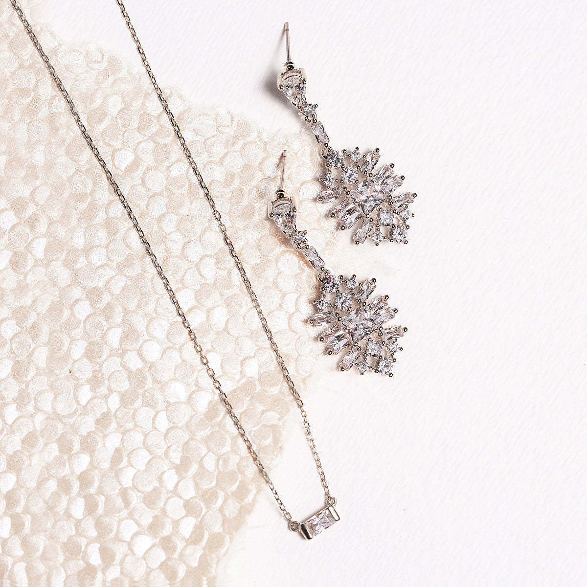 Baguette Pendant 18K White Gold Necklace | Mix Mix Style [Hot Seller]-Mix MIx Style