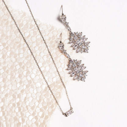 Baguette Pendant 18K White Gold Necklace | Mix Mix Style [Hot Seller]-Mix MIx Style