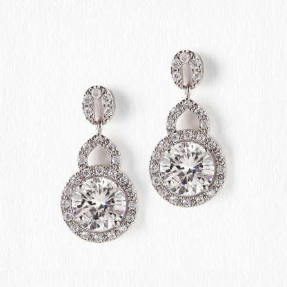 Moissanite Drop 18K White Gold Earrings | Mix Mix Style [Hot Seller]-Mix MIx Style