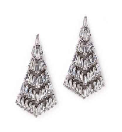 Baguette Chandelier 18K White Gold Earrings | Mix Mix Style [Hot Seller]-Mix MIx Style