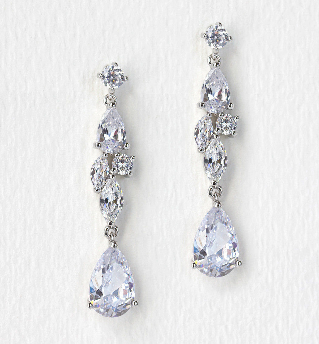 Moissanite Diamonds Drop 18K White Gold Earrings | Mix Mix Style [Hot Seller]-Mix MIx Style