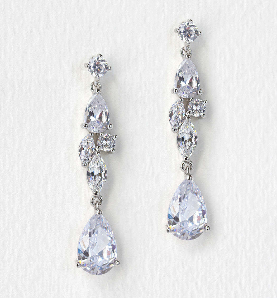 Moissanite Diamonds Drop 18K White Gold Earrings | Mix Mix Style [Hot Seller]-Mix MIx Style