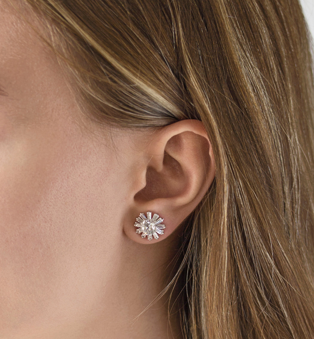 Starlight Stud 18K White Gold Earrings | Mix Mix Style [Hot Seller]-Mix MIx Style