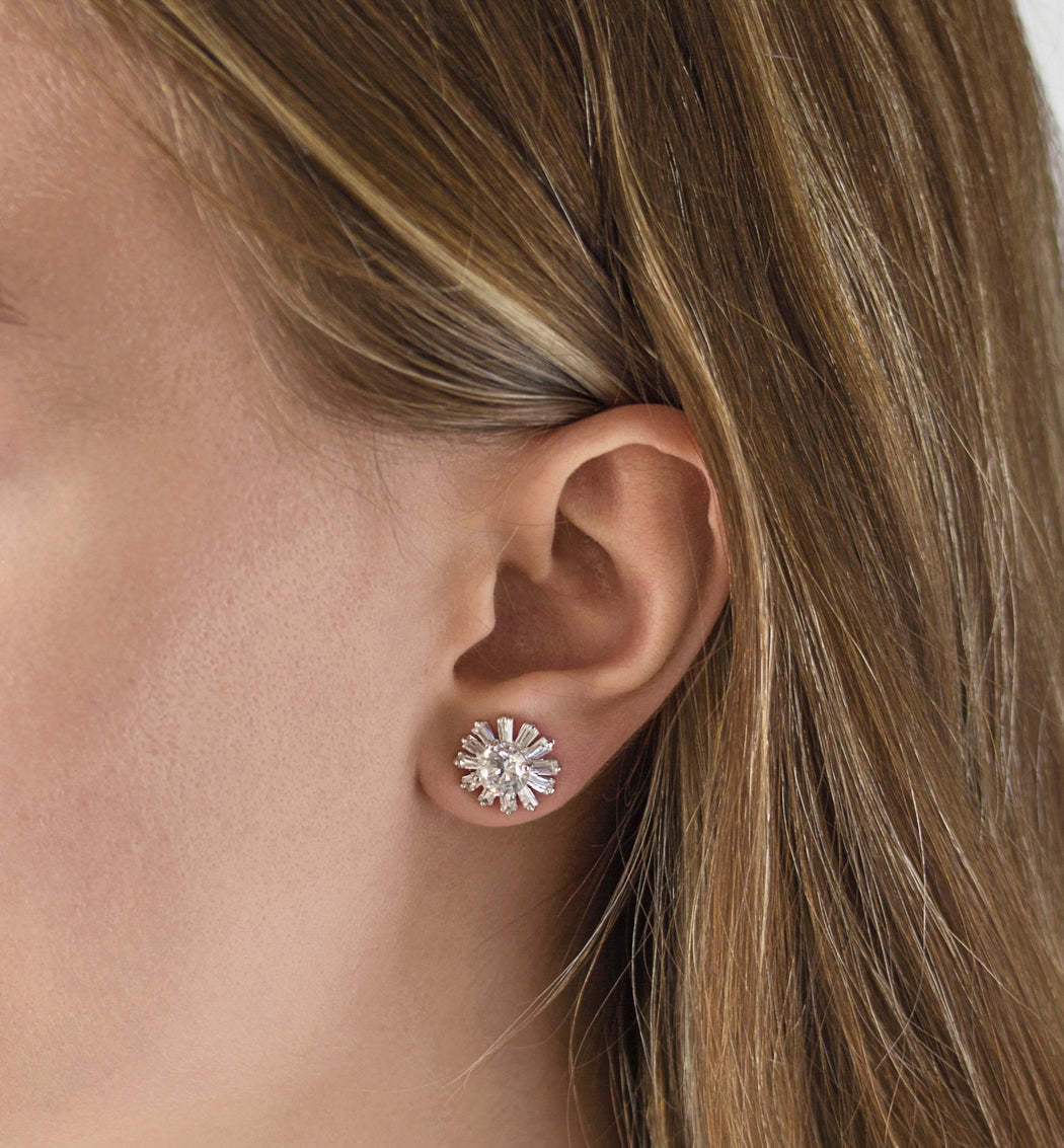 Starlight Stud 18K White Gold Earrings | Mix Mix Style [Hot Seller]-Mix MIx Style