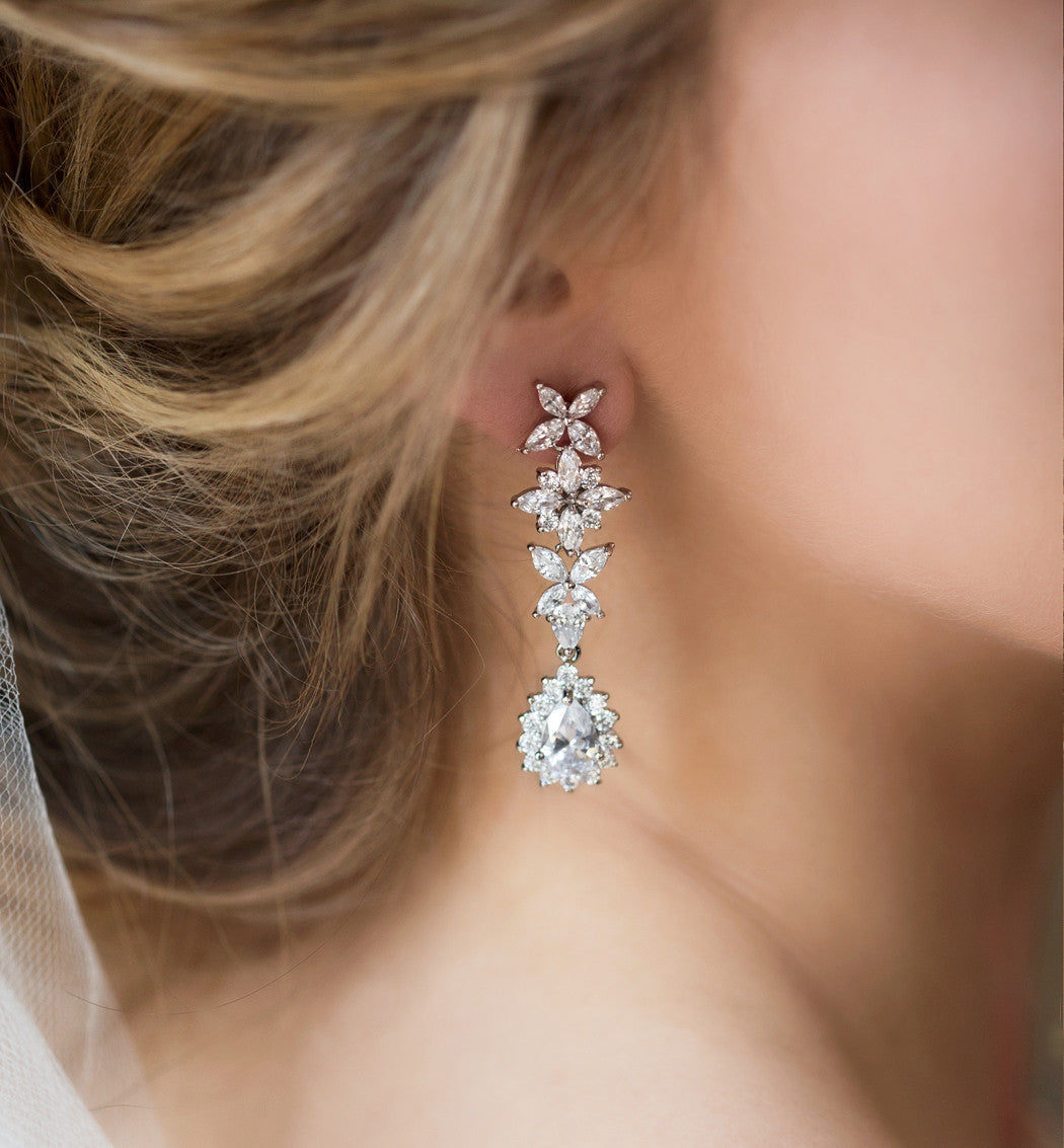 Mossanite Diamonds Teardrop 18K White Gold Earrings | Mix Mix Style [Hot Seller]-Mix MIx Style
