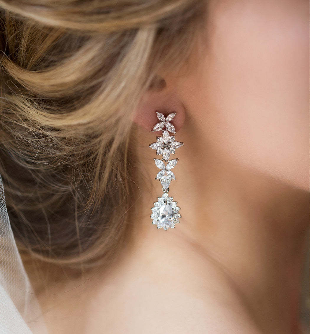 Mossanite Diamonds Teardrop 18K White Gold Earrings | Mix Mix Style [Hot Seller]-Mix MIx Style