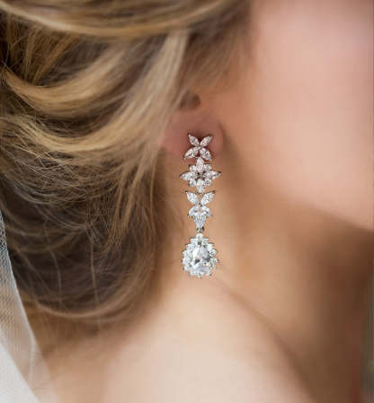 Mossanite Diamonds Teardrop 18K White Gold Earrings | Mix Mix Style [Hot Seller]-Mix MIx Style