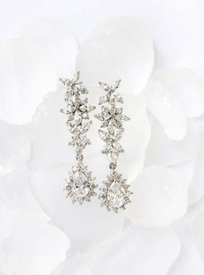 Mossanite Diamonds Teardrop 18K White Gold Earrings | Mix Mix Style [Hot Seller]-Mix MIx Style