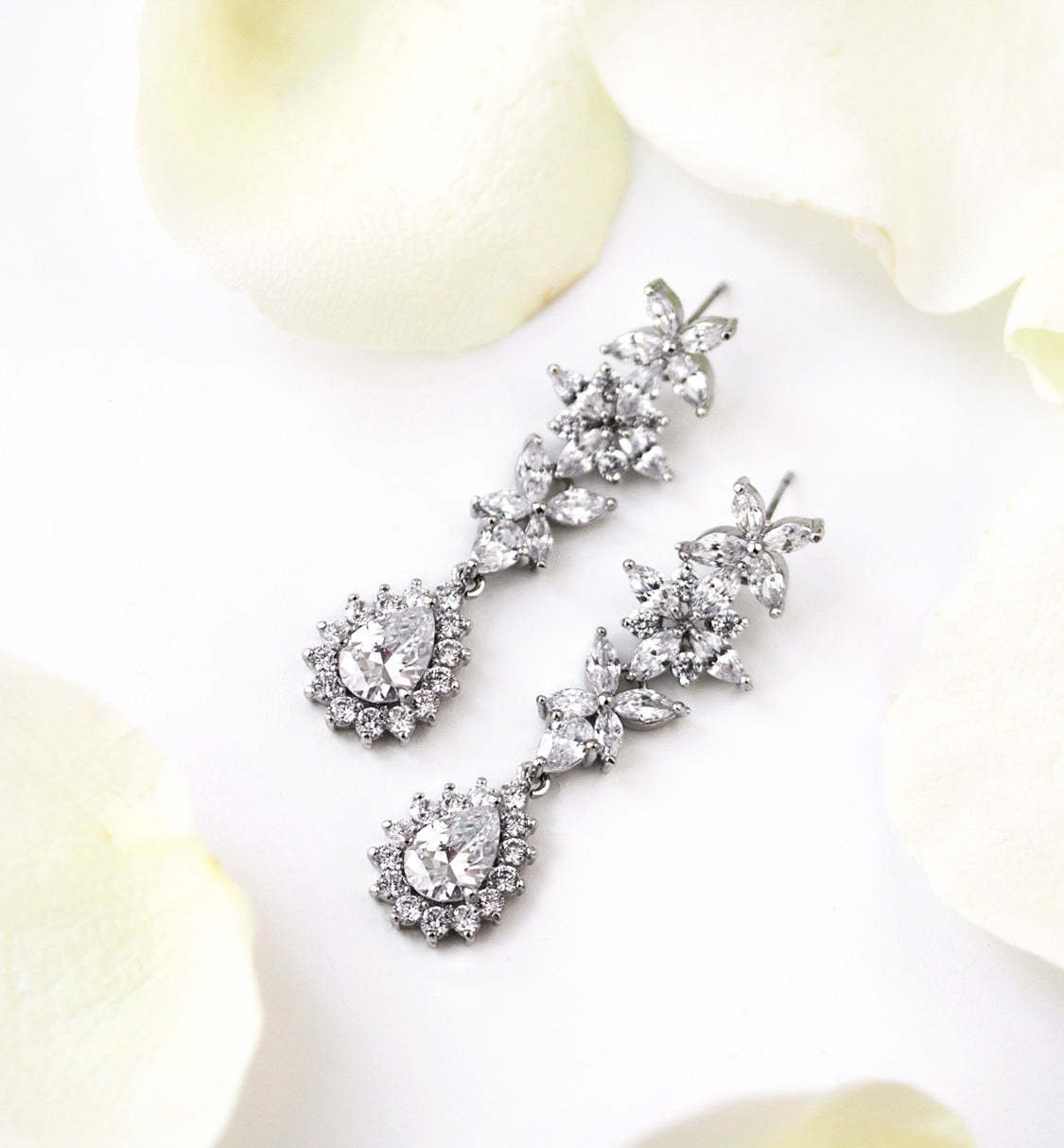 Mossanite Diamonds Teardrop 18K White Gold Earrings | Mix Mix Style [Hot Seller]-Mix MIx Style