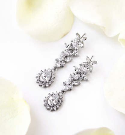 Mossanite Diamonds Teardrop 18K White Gold Earrings | Mix Mix Style [Hot Seller]-Mix MIx Style