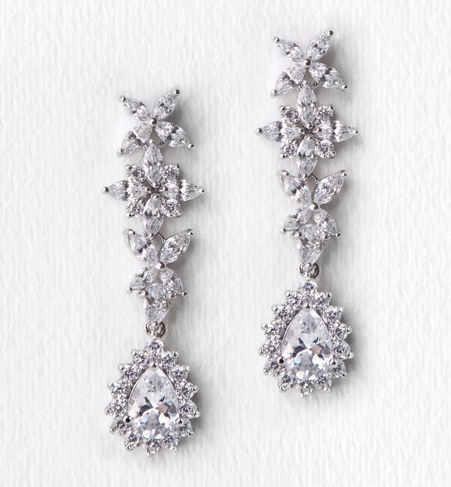 Mossanite Diamonds Teardrop 18K White Gold Earrings | Mix Mix Style [Hot Seller]-Mix MIx Style