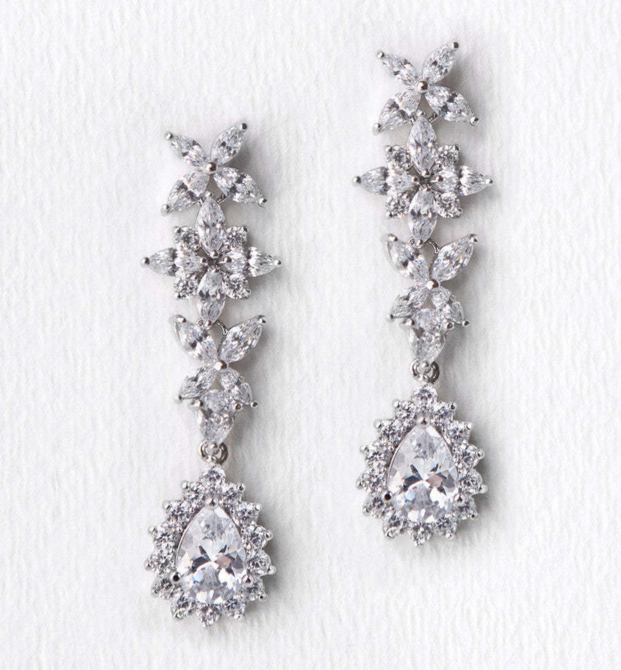 Mossanite Diamonds Teardrop 18K White Gold Earrings | Mix Mix Style [Hot Seller]-Mix MIx Style