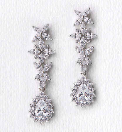 Mossanite Diamonds Teardrop 18K White Gold Earrings | Mix Mix Style [Hot Seller]-Mix MIx Style