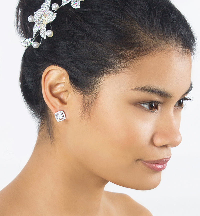 Crystal 18K White Gold Earrings | Mix Mix Style [Hot Seller]-Mix MIx Style