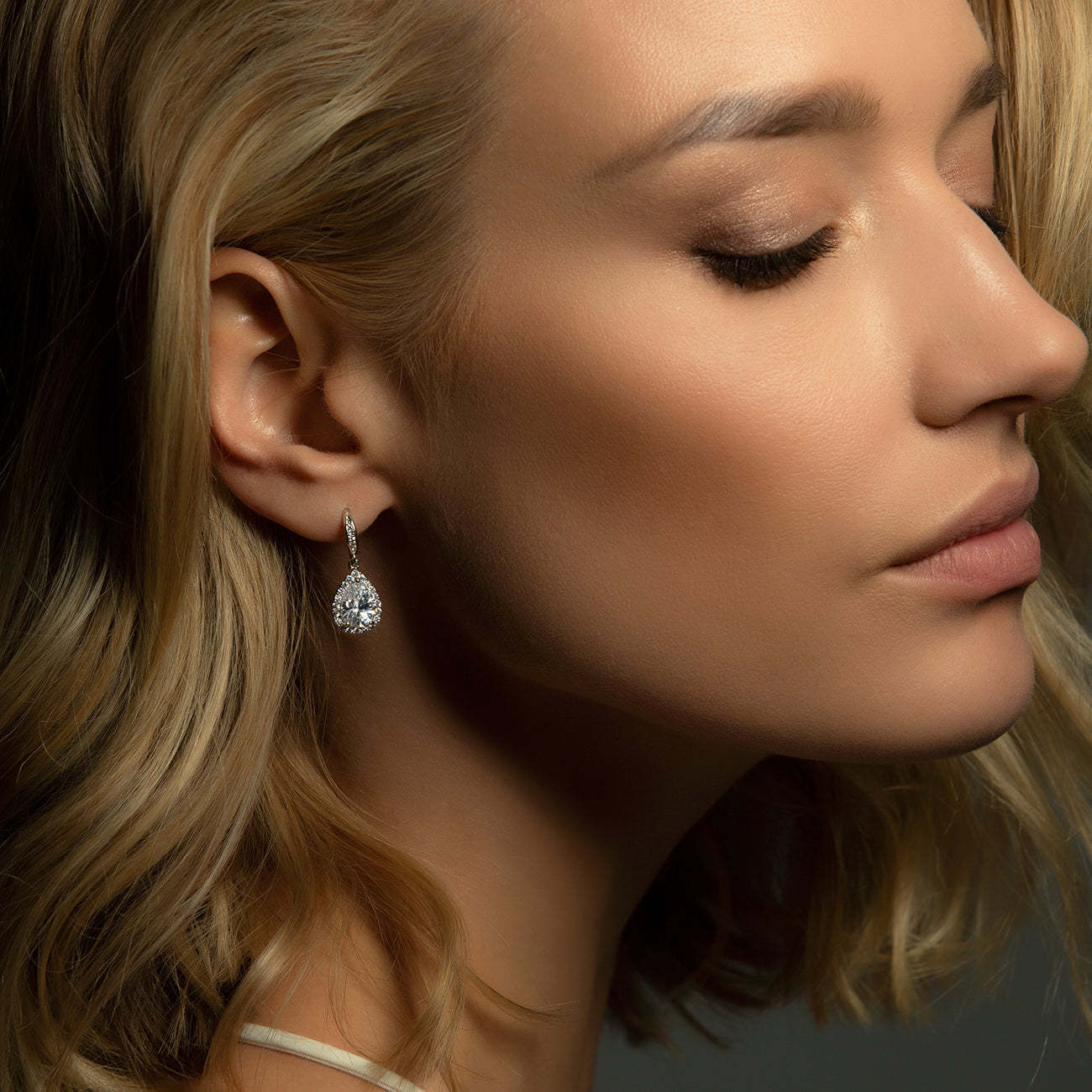 Teardrop Dangle 18K White Gold  Earrings | Mix Mix Style [Hot Seller]-Mix MIx Style