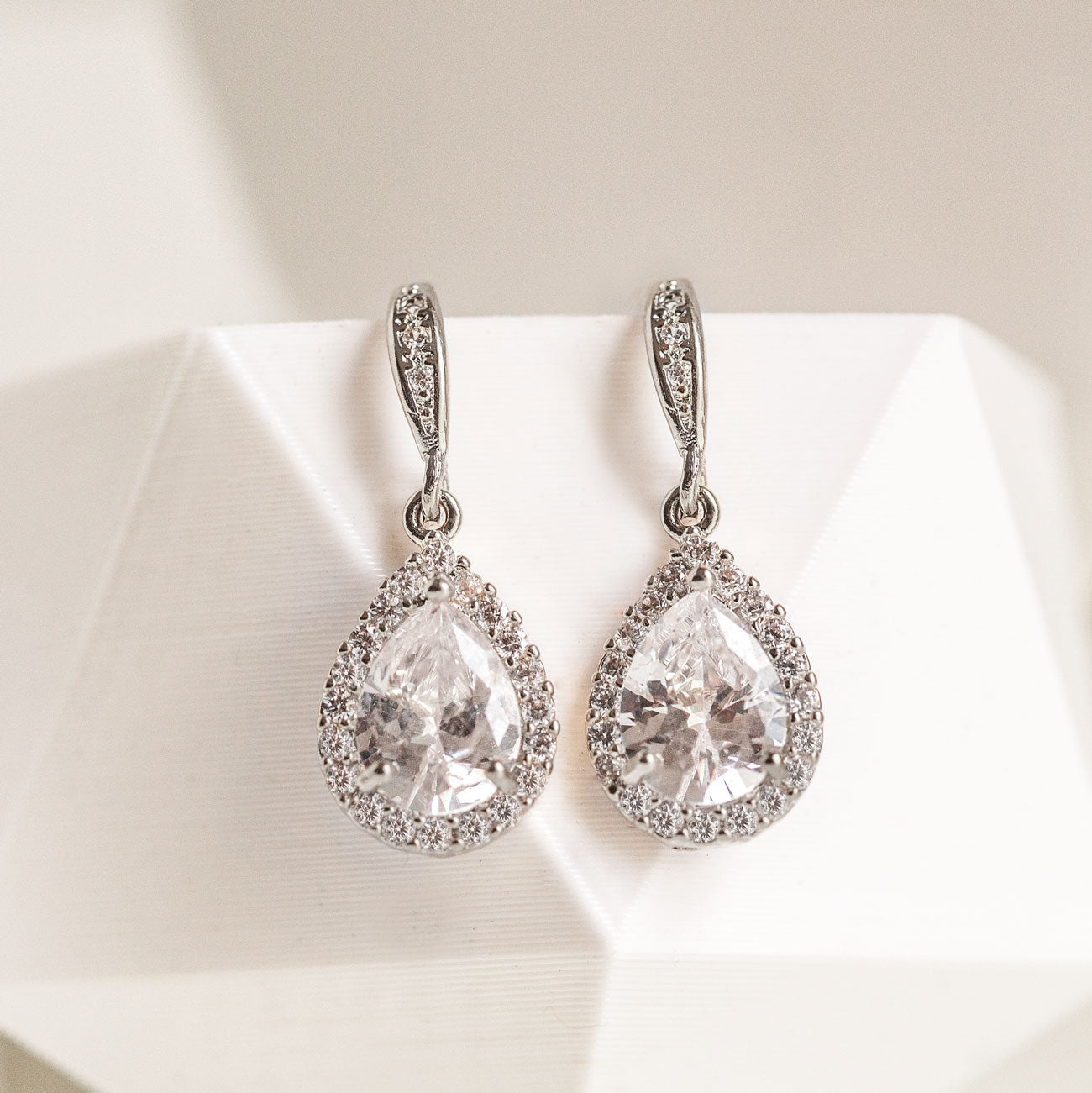 Teardrop Dangle 18K White Gold  Earrings | Mix Mix Style [Hot Seller]-Mix MIx Style