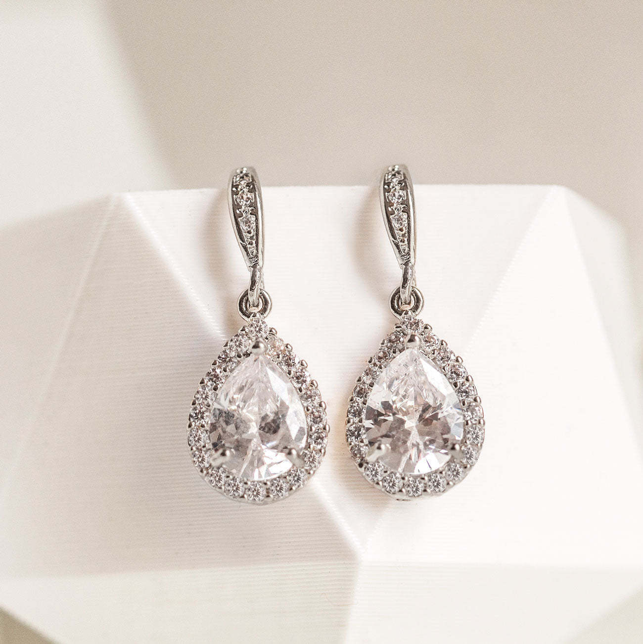 Teardrop Dangle 18K White Gold  Earrings | Mix Mix Style [Hot Seller]-Mix MIx Style