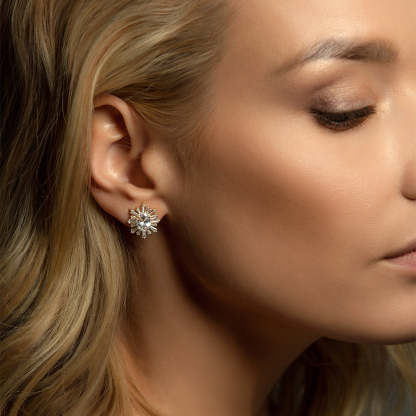 Deco Stud 18K White Gold Earrings | Mix Mix Style [Hot Seller]-Mix MIx Style