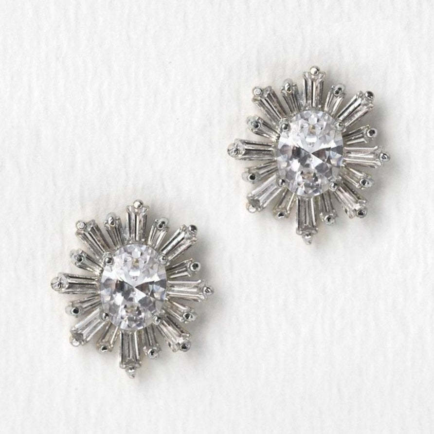Deco Stud 18K White Gold Earrings | Mix Mix Style [Hot Seller]-Mix MIx Style