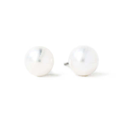 Pearl Stud 18K White Gold Earrings | Mix Mix Style [Hot Seller]-Mix MIx Style